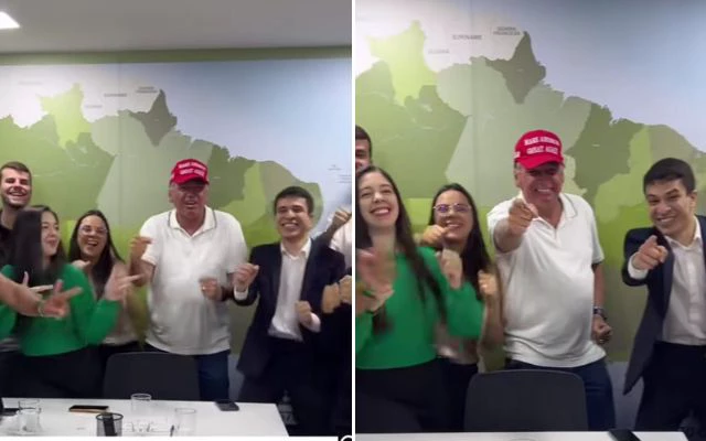 Bolsonaro faz dancinha de Trump ao lado de jovens apoiadores