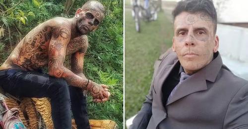 Homem mais tatuado do Brasil se converte e decide remover desenhos do rosto; veja antes e depois